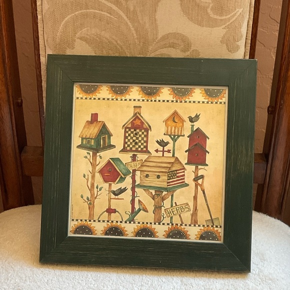 Debbie Mumm Vintage Farmhouse Country Birdhouses Framed Wall Hanging Pictures - Picture 5 of 14